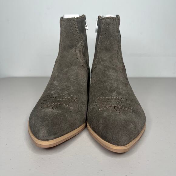 Dolce Vita Grey Olive Suede Heeled Western Booties Size 6 - Picture 7 of 9